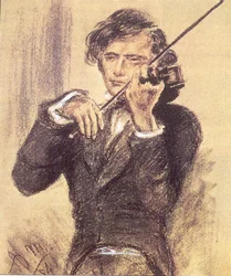 Chalk Drawing of Joseph Joachim